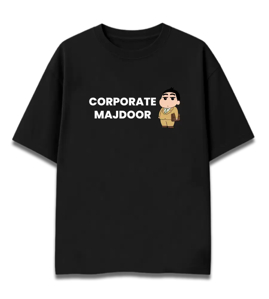 Oversized Graphic T-Shirt | Corporate Majdoor by Shruti Salve | Premium 260 GSM Cotton Streetwear India
